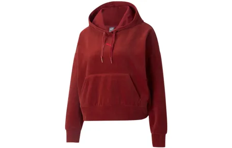 PUMA Sweatshirts Women's Burgundy Hooded Moderate Regular