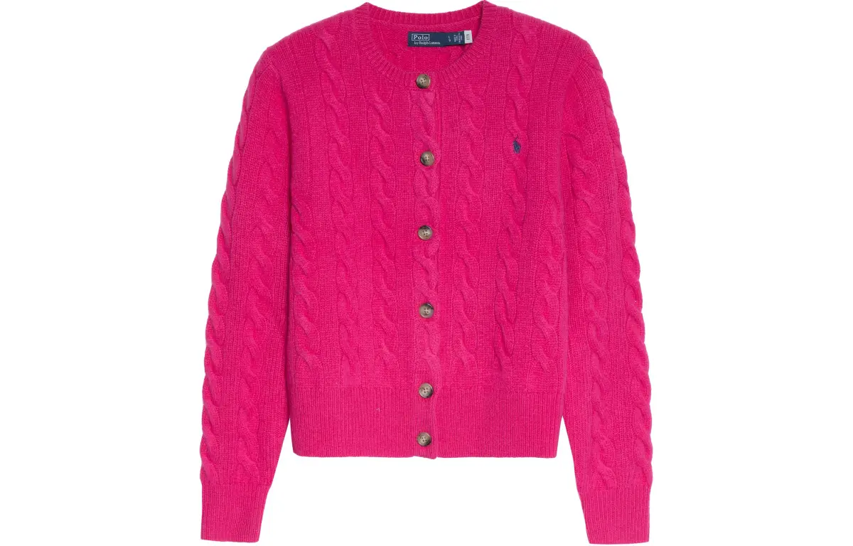 Polo Ralph Lauren Polo-Pony Cable-knit Cardigan Pink