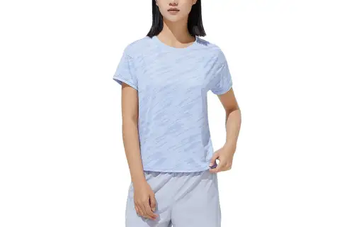 ANTA T Shirts Women's Clear Frost Purple Crew Neck Moderate Straight Fit