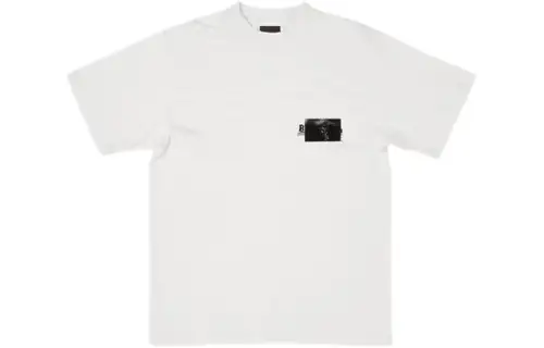 Balenciaga T Shirts Women's Ecru Crew Neck Moderate Straight Fit