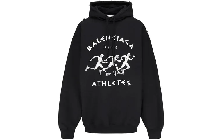 Balenciaga Athletes Logo Hoodie 'Black/White'