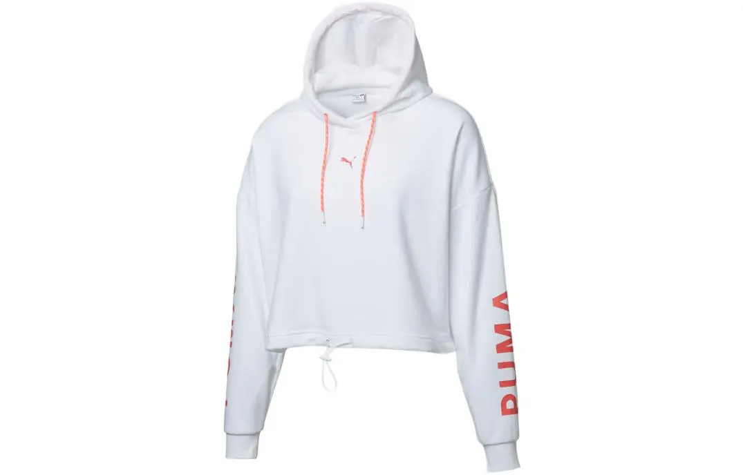 PUMA Sweatshirts Women's White Hooded Moderate Regular