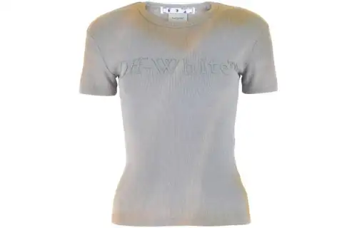 OFF WHITE T Shirts Women's Gray Crew Neck Moderate Straight Fit