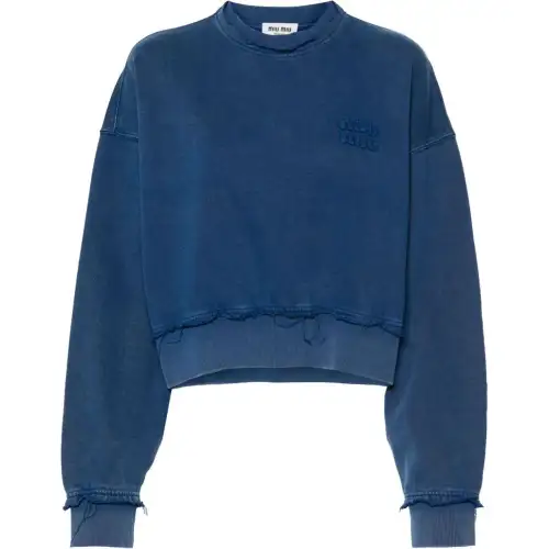 MIU MIU Logo patches Cotton Sweatshirt