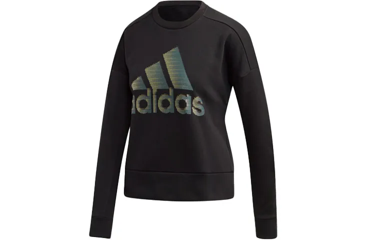 Adidas Loose Fit Casual Crew Neck Fleece Lined Pullover Sweatshirt Women's Black