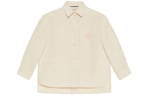 GUCCI Shirts Women's Ecru Lapel Moderate Shirt