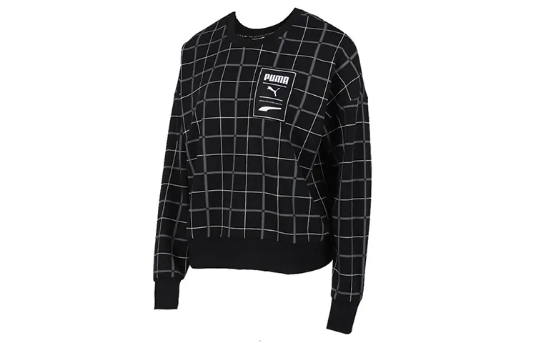 PUMA Sweatshirts Women's Black Crew Neck Moderate Regular
