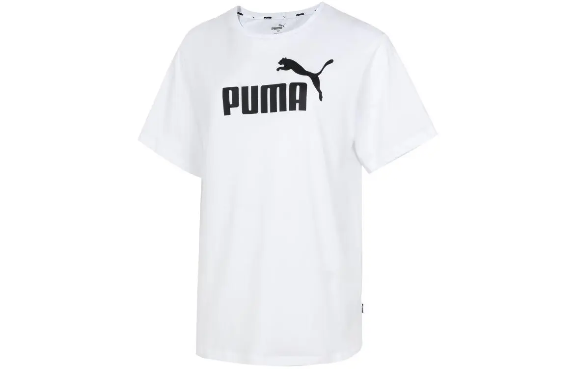 PUMA T-Shirts Women's White Crew Neck Moderate Straight Fit
