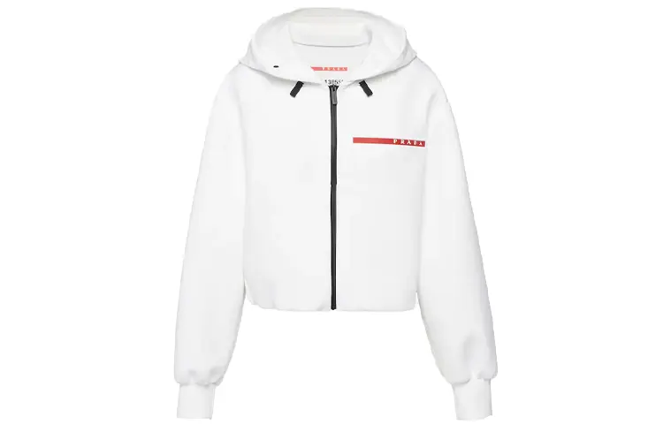 PRADA Sweatshirts Women's White Hooded Moderate Cardigan