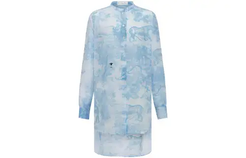 DIOR Quarterly New Products Shirts Women's Blue Crew Neck Moderate Shirt
