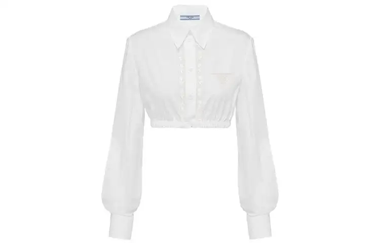 PRADA Shirts Women's White Pointed Collar Moderate Other