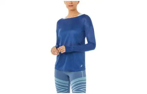 Asics Open Back Long Sleeve Top T Shirt Women's Blue