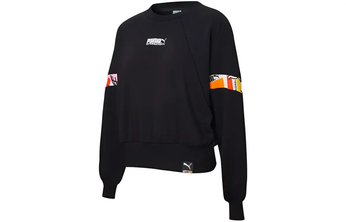 PUMA Sweatshirts Women's Black Crew Neck Moderate Regular