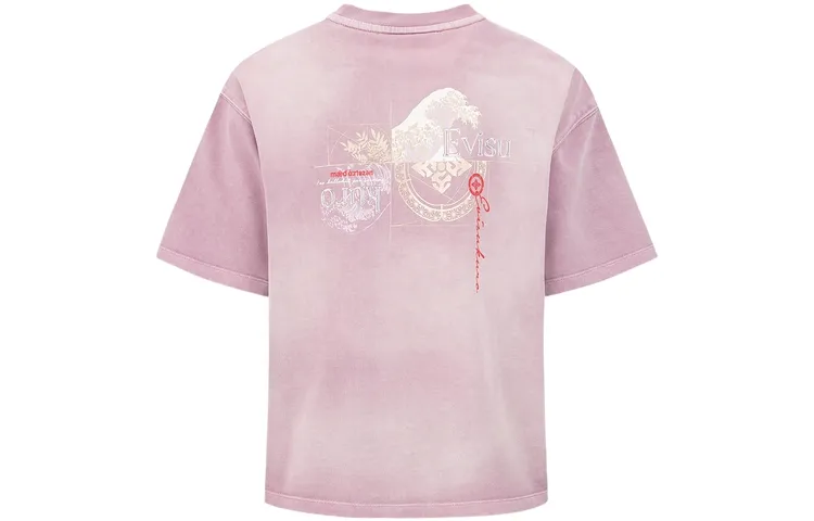 EVISU T Shirts Women's Purple Crew Neck Moderate Straight Fit