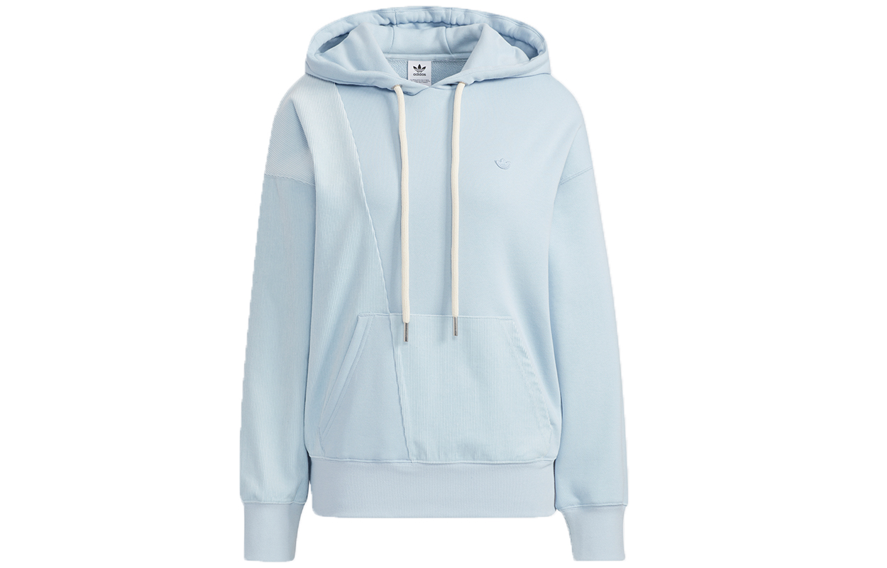 Adidas originals ESSENTIALS Clover Co Hoody 1 Casual retro cotton sports breathable hooded long-sleeved sweatshirt women's sky blue