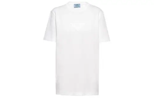 PRADA T Shirts Women's White Crew Neck Thin Straight Fit