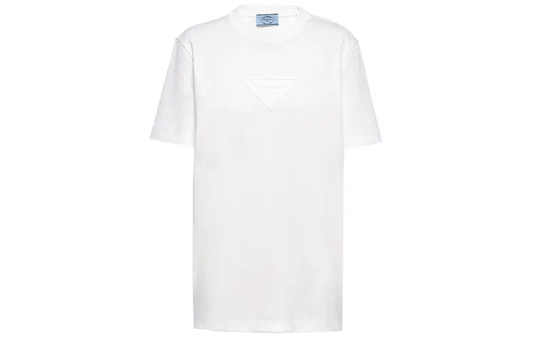 PRADA T Shirts Women's White Crew Neck Thin Straight Fit