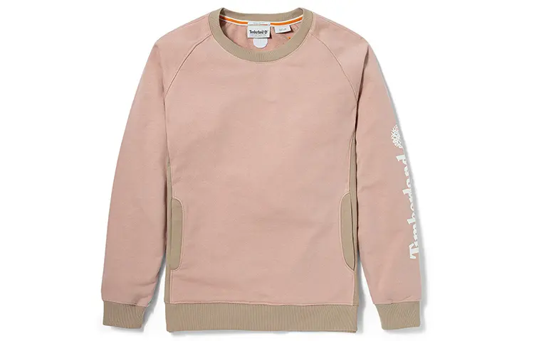 Timberland Sweatshirts Women's Light Pink Crew Neck Moderate Regular