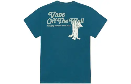 Vans Kitten Off T Shirts Women's Dark Blue Crew Neck Moderate Straight Fit