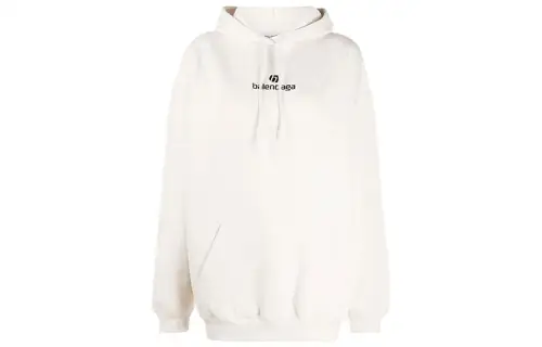 Balenciaga Sponsor Medium Fit Hoodie 'Chalky White/Black'