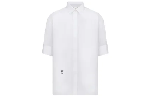 DIOR Quarterly New Products Shirts Women's White Square Collar Moderate Shirt