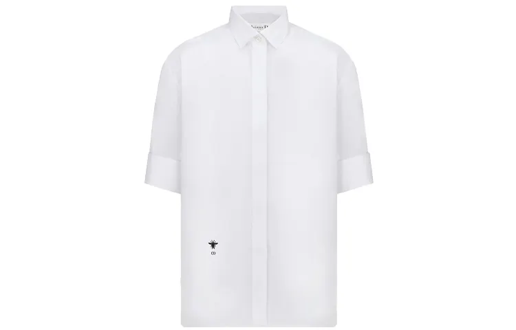 DIOR Quarterly New Products Shirts Women's White Square Collar Moderate Shirt