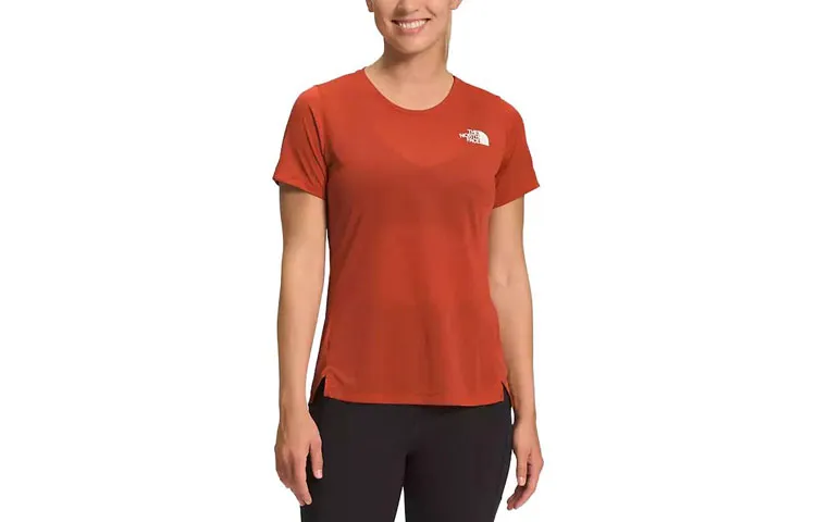 THE NORTH FACE T-Shirts Women's Red Brown Crew Neck Moderate Straight Fit