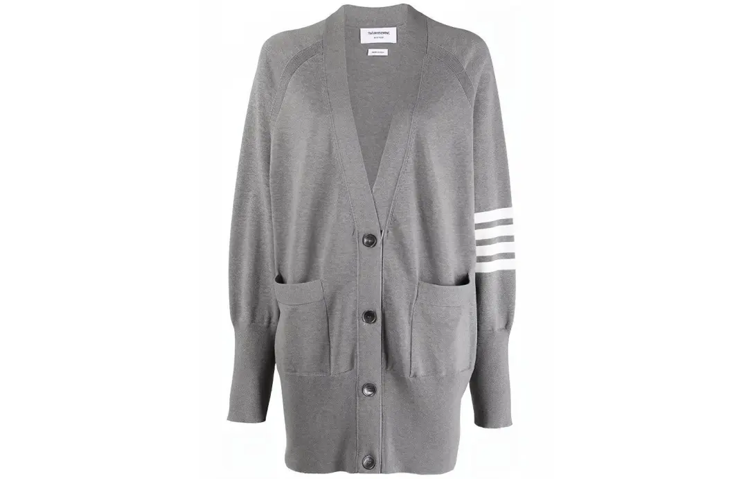 THOM BROWNE 4 Bar Long Sleeved Knit Cardigan