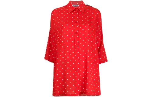 Balenciaga Shirts Women's Red Lapel Moderate Shirt