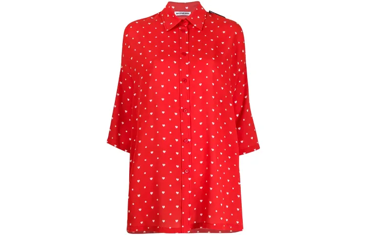 Balenciaga Shirts Women's Red Lapel Moderate Shirt