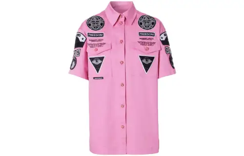 Burberry Shirts Women's Pink Lapel Moderate Shirt