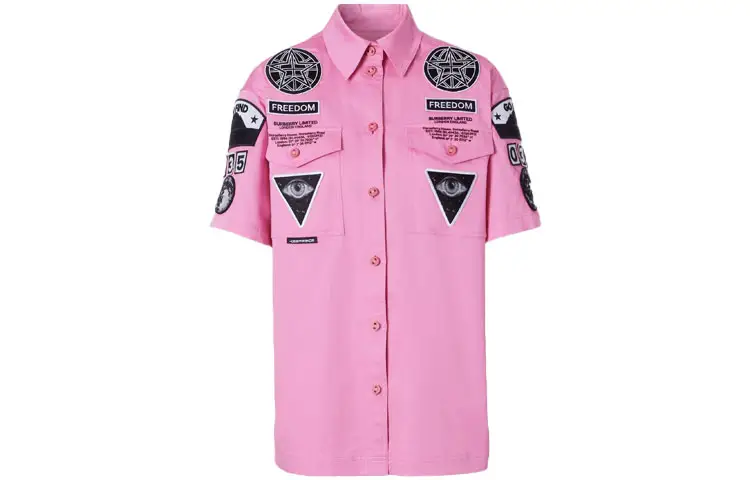 Burberry Shirts Women's Pink Lapel Moderate Shirt