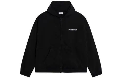 Balenciaga Turn Wide Fit Zip Up Hoodie Black