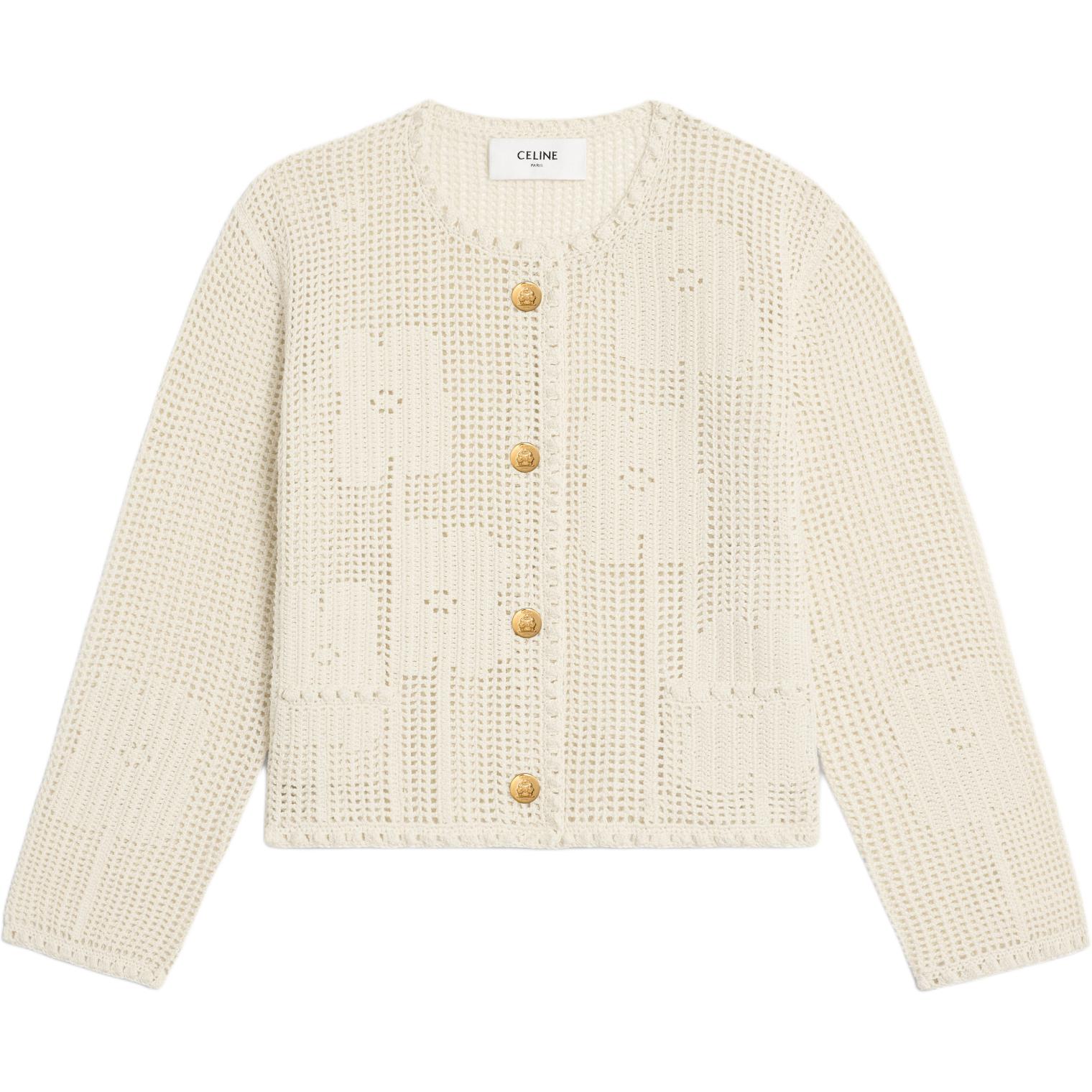 CELINE Cardigan Jacket In Floral Crocheted Cotton