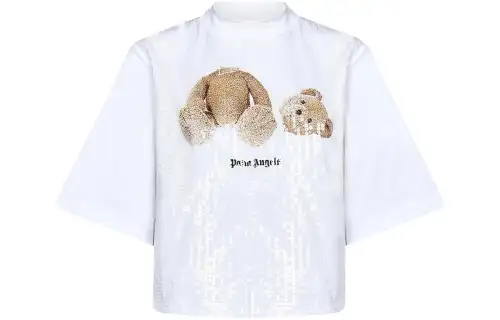 PALM ANGELS T Shirts Women's White Crew Neck Moderate Straight Fit