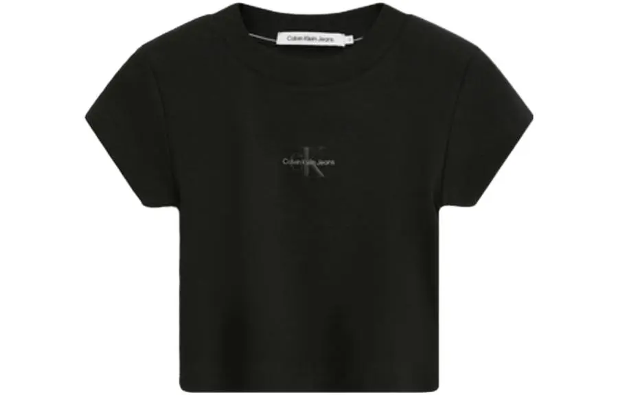 CALVIN KLEIN Set in Sleeve T Shirt Women's Black
