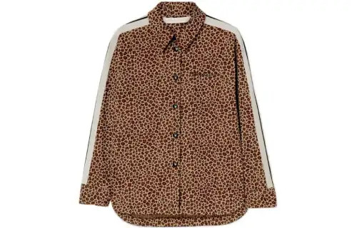 PALM ANGELS Women'ss Button Up Track Jacket Leaopard Print Brown/Black/Off White