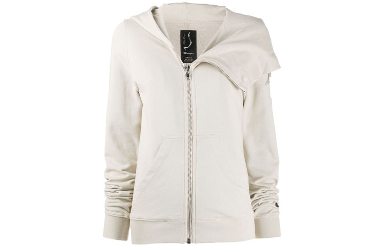 RICK OWENS X Champion Sweatshirts Women's White Hooded Moderate Cardigan