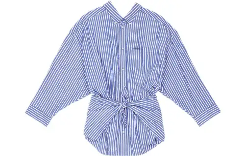 Balenciaga Crinkled Stripe Knotted Shirt