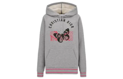 DIOR Quarterly New Products Sweatshirts Women's Gray Hooded Moderate Regular