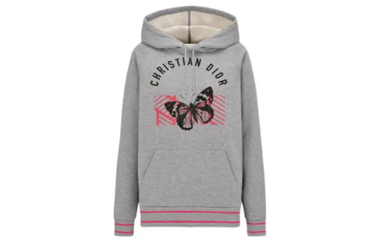 DIOR Quarterly New Products Sweatshirts Women's Gray Hooded Moderate Regular