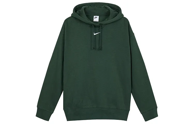 Nike Sportswear Collection Essentials Brushed Fleece Lined Hooded Pullover Sweatshirt Winter Women's Green