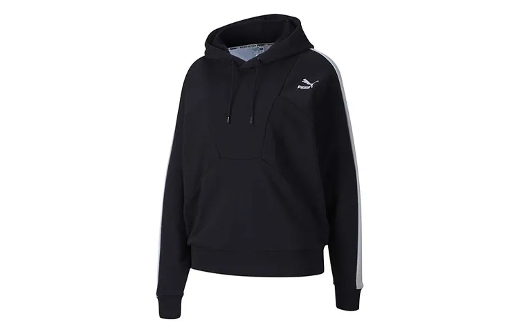 PUMA Sweatshirts Women's Black Hooded Moderate Straight Fit