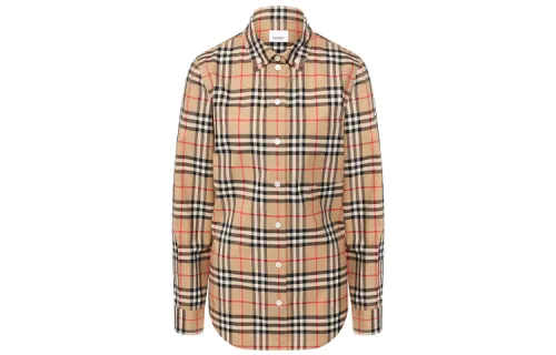 Burberry Shirts Women's Khaki Pointed Collar Moderate Shirt