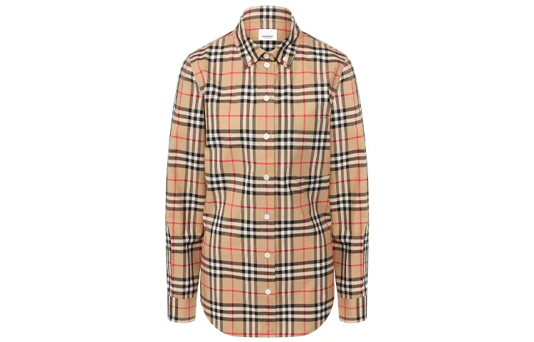 Burberry Shirts Women's Khaki Pointed Collar Moderate Shirt