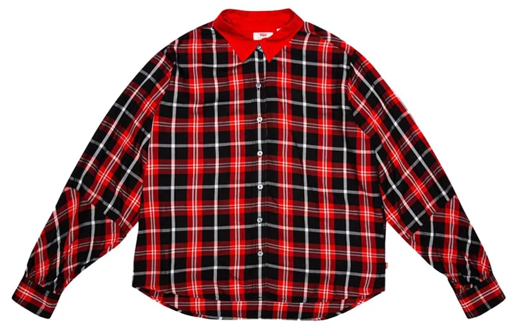 Levi's Shirts Women's Red Pointed Collar Moderate Other