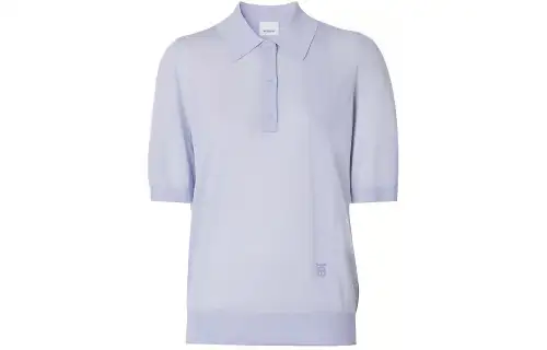Burberry SS21 Cashmere Blend Polo Shirt Women's Light Blue 80413151