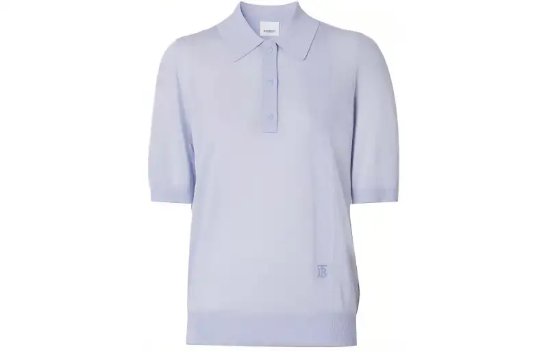 Burberry SS21 Cashmere Blend Polo Shirt Women's Light Blue 80413151