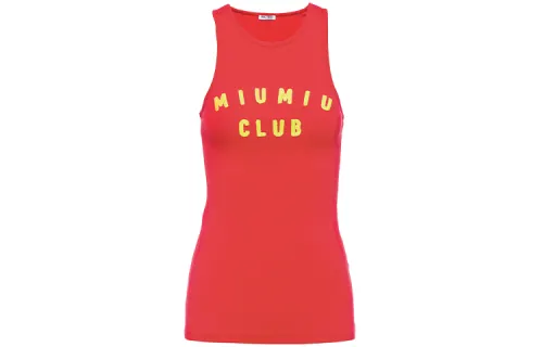 MIU MIU Camisoles Women's Red Crew Neck Moderate Straight Fit