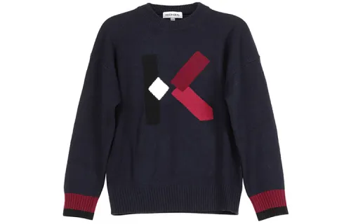 KENZO Knitwear Women's Marine Blue Crew Neck Moderate A Line
